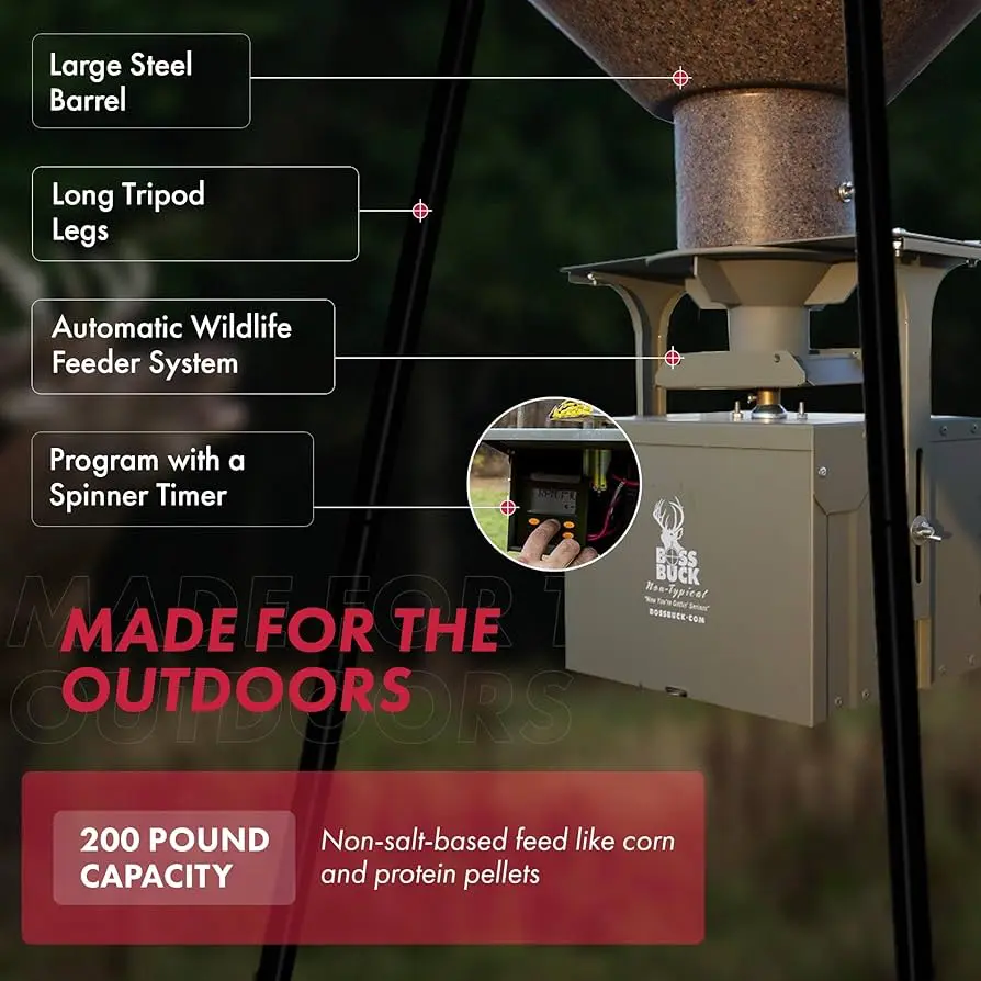 Boss Buck 200 lb Automatic Spinner Deer Feeder - 12v Battery Included - Image 4