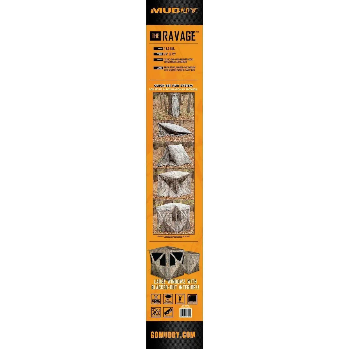 Muddy Ravage 3-Man Ground Blind - 72"W x 64"T - Epic Camo - Image 11
