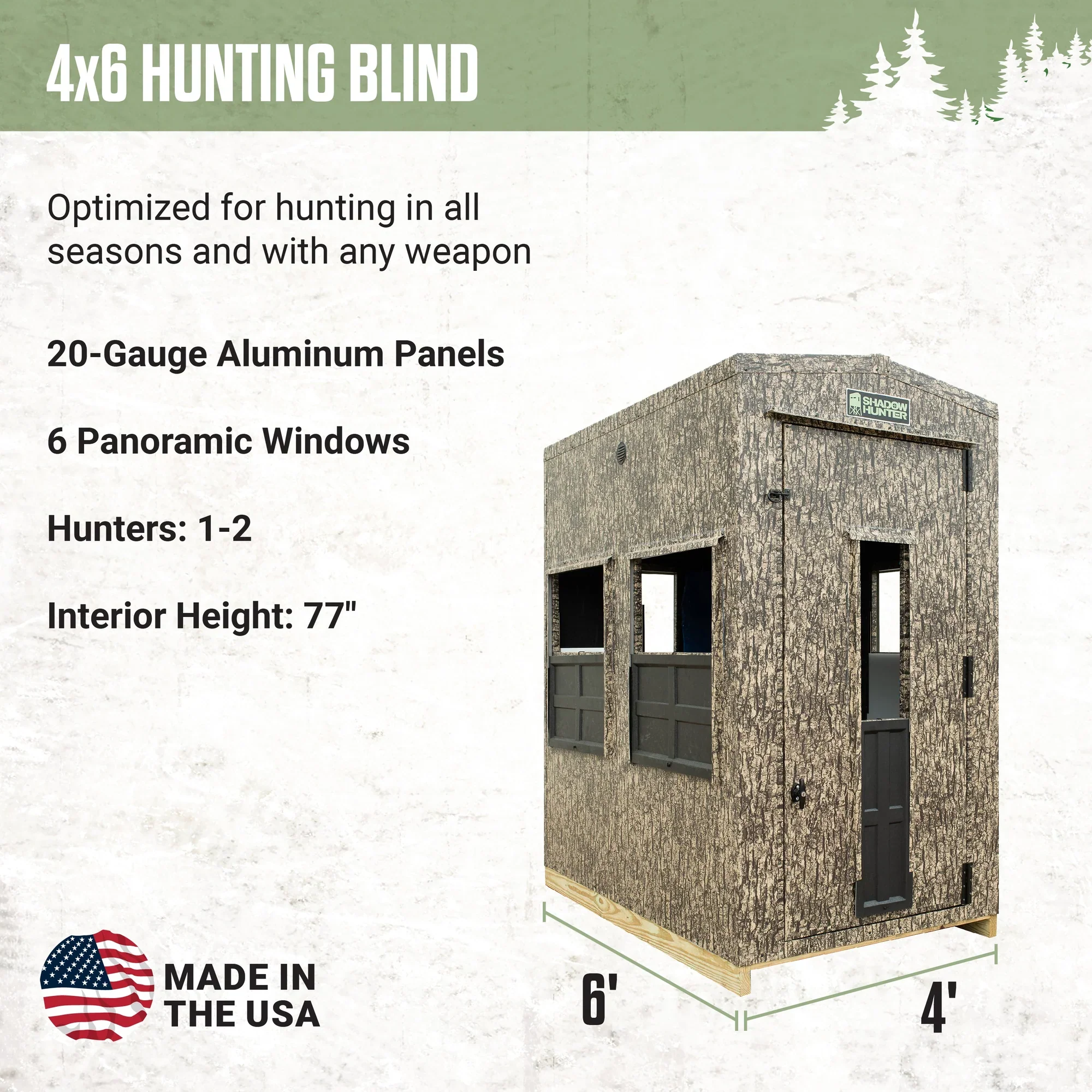 Shadow Hunter Marksman 4' x 6' Hunting Blind with Elevator Tower Kit - Image 2