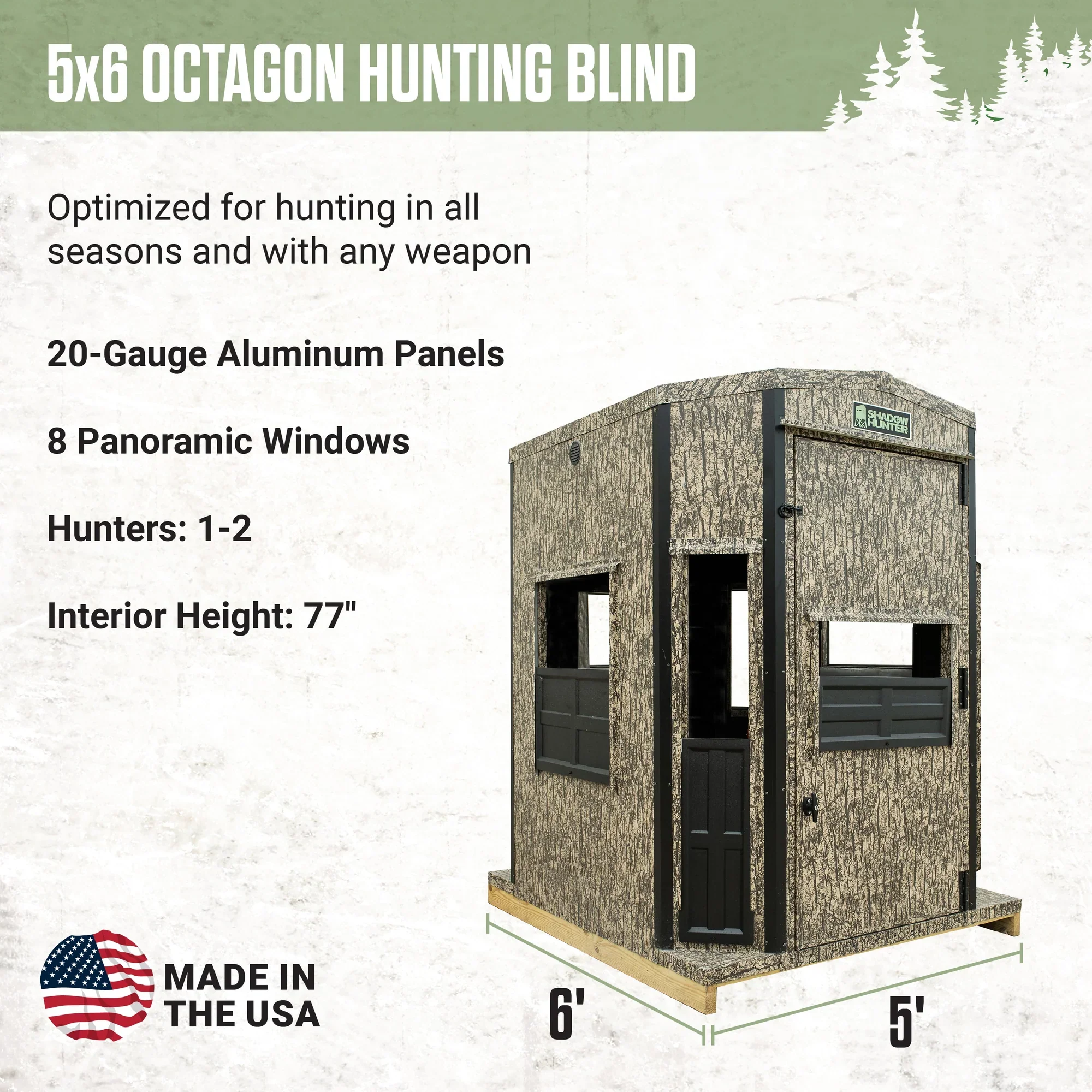 Shadow Hunter Marksman 5' x 6' Insulated Deer Hunting Blind - Image 2