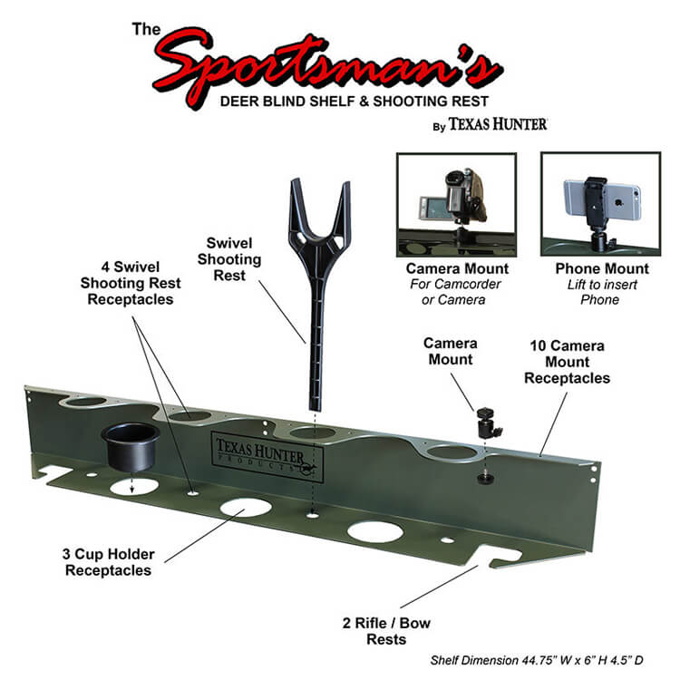 The Sportsman's Deer Blind Shelf and Shooting Rest by Texas Hunter
